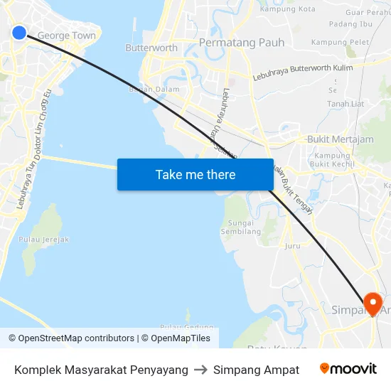 Komplek Masyarakat Penyayang to Simpang Ampat map