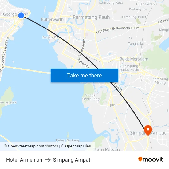 Hotel Armenian to Simpang Ampat map