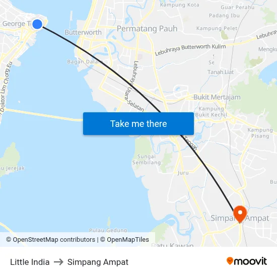 Little India to Simpang Ampat map