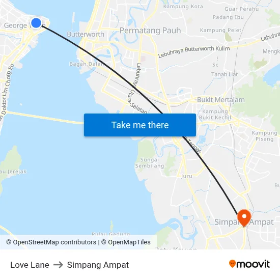 Love Lane to Simpang Ampat map