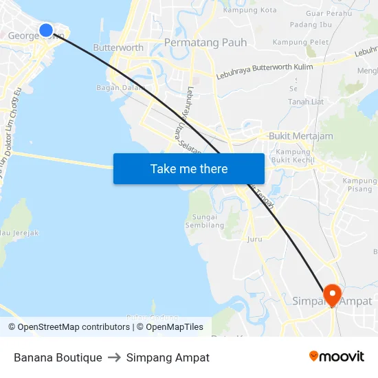 Banana Boutique to Simpang Ampat map