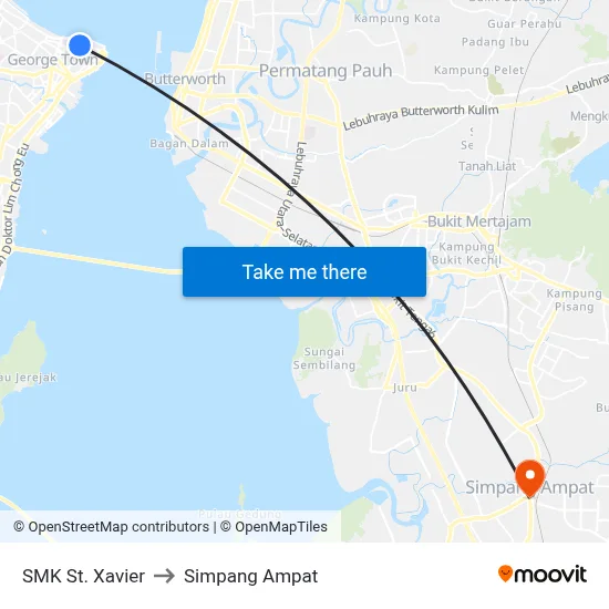 SMK St. Xavier to Simpang Ampat map