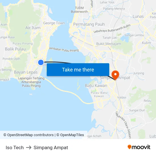 Iso Tech to Simpang Ampat map