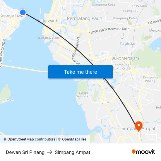 Dewan Sri Pinang to Simpang Ampat map