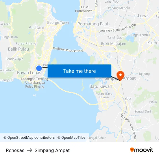 Renesas to Simpang Ampat map