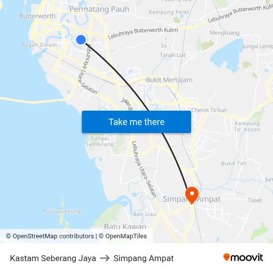 Kastam Seberang Jaya to Simpang Ampat map