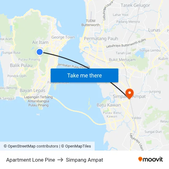 Apartment Lone Pine to Simpang Ampat map