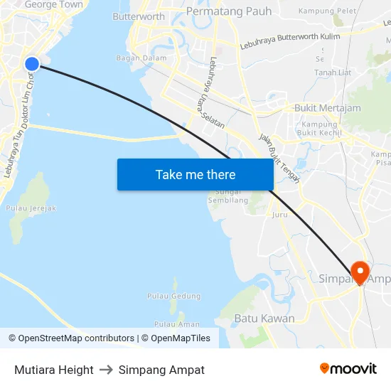 Mutiara Height to Simpang Ampat map