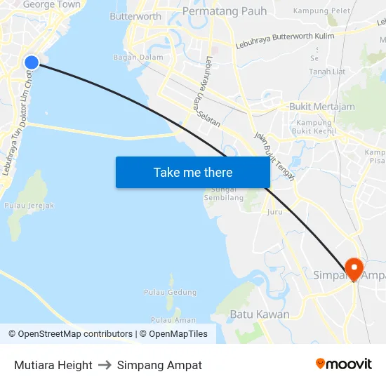 Mutiara Height to Simpang Ampat map