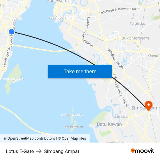Lotus E-Gate to Simpang Ampat map