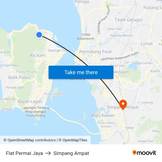 Flat Permai Jaya to Simpang Ampat map