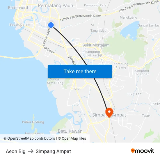 Aeon Big to Simpang Ampat map