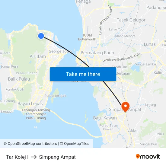 Tar Kolej I to Simpang Ampat map