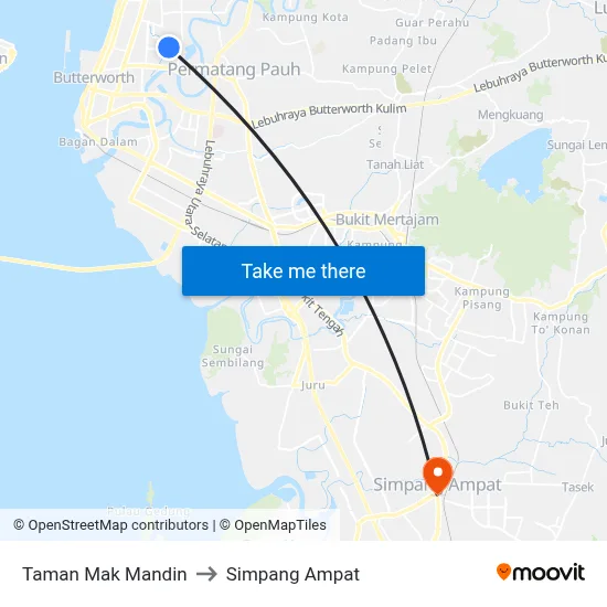 Taman Mak Mandin to Simpang Ampat map