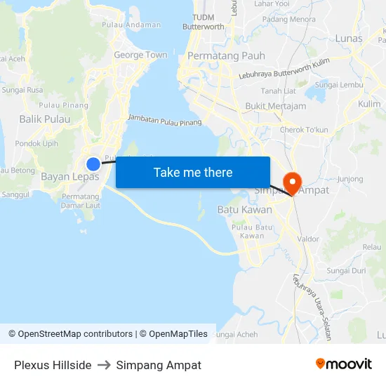 Plexus Hillside to Simpang Ampat map