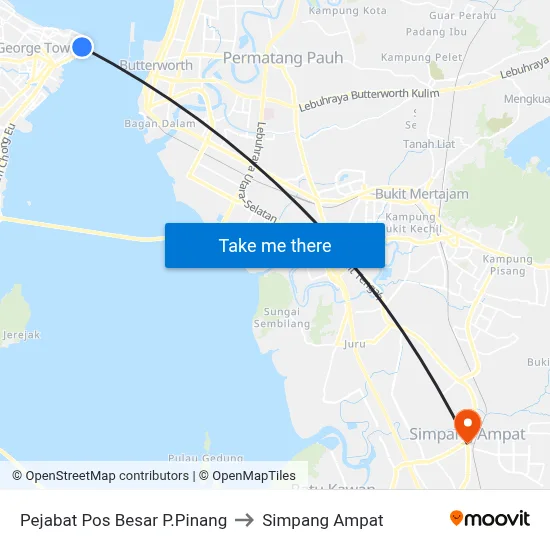 Pejabat Pos Besar P.Pinang to Simpang Ampat map