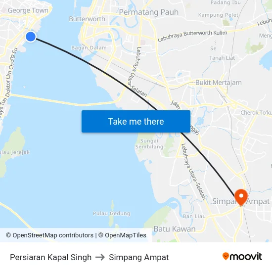 Persiaran Kapal Singh to Simpang Ampat map