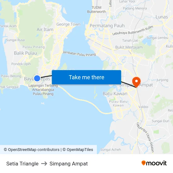 Setia Triangle to Simpang Ampat map