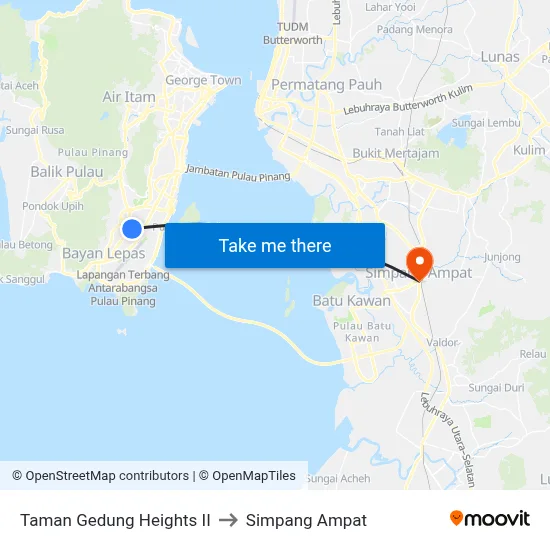 Taman Gedung Heights II to Simpang Ampat map
