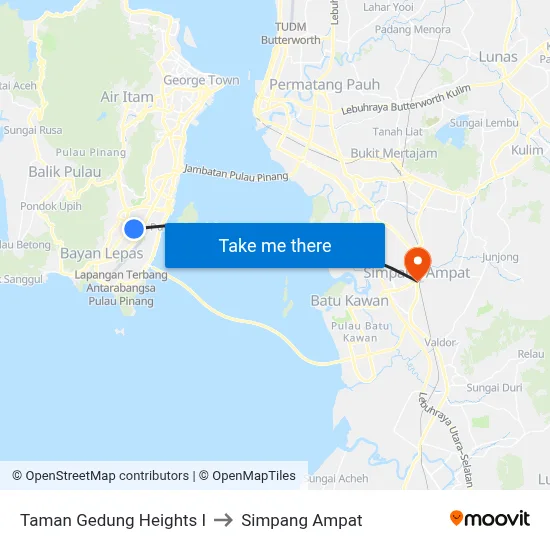 Taman Gedung Heights I to Simpang Ampat map