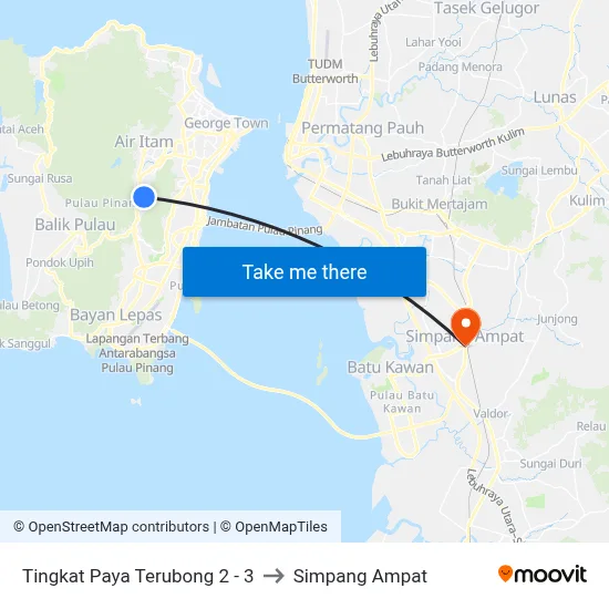 Tingkat Paya Terubong 2 - 3 to Simpang Ampat map