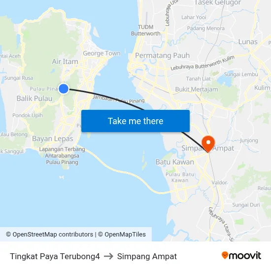Tingkat Paya Terubong4 to Simpang Ampat map