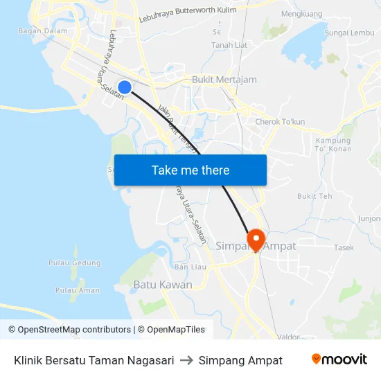 Klinik Bersatu Taman Nagasari to Simpang Ampat map