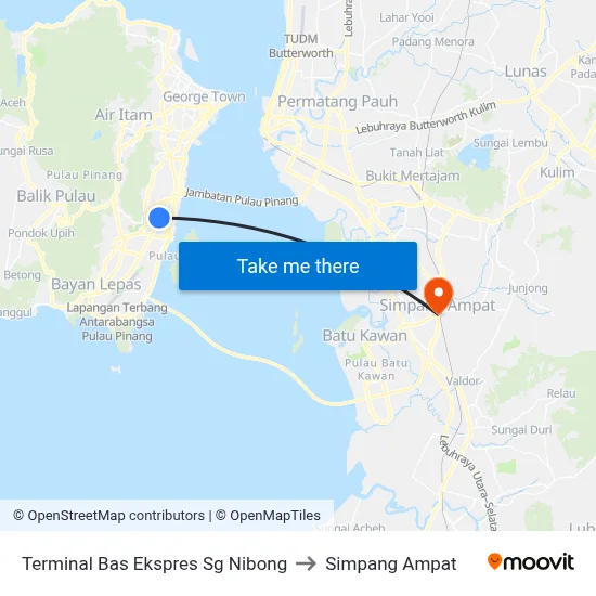 Terminal Bas Ekspres Sg Nibong to Simpang Ampat map