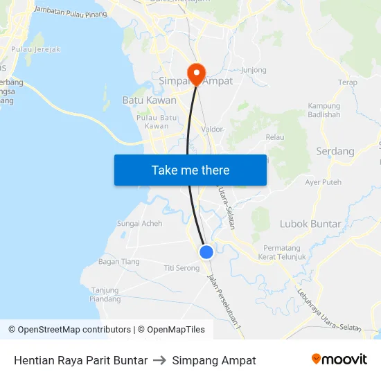 Hentian Raya Parit Buntar to Simpang Ampat map