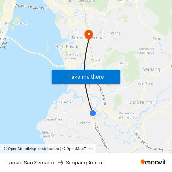 Taman Seri Semarak to Simpang Ampat map