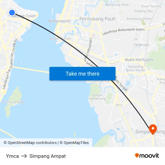 Ymca to Simpang Ampat map