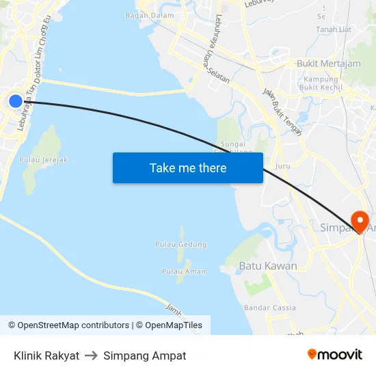Klinik Rakyat to Simpang Ampat map