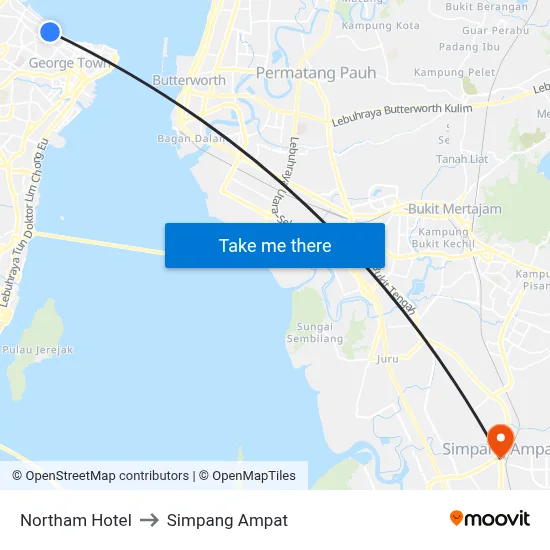 Northam Hotel to Simpang Ampat map