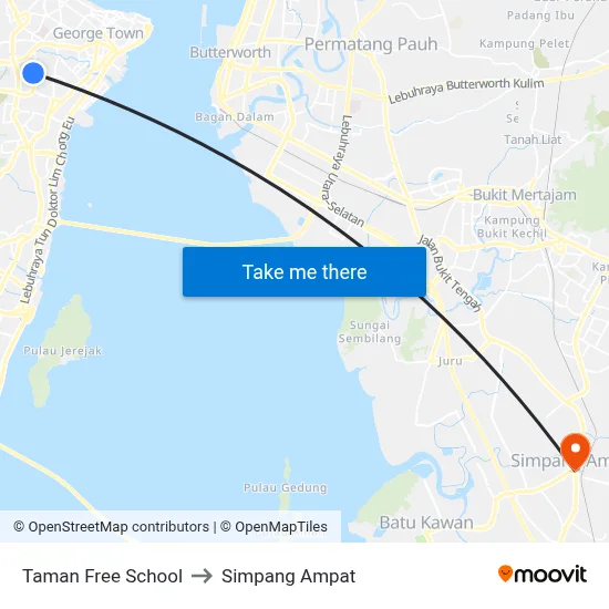 Taman Free School to Simpang Ampat map