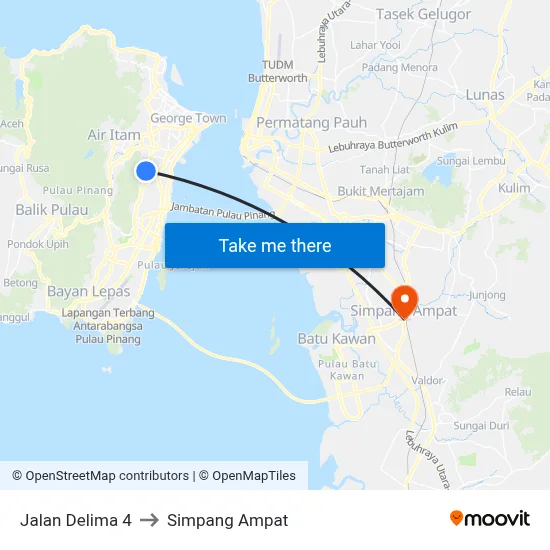 Jalan Delima 4 to Simpang Ampat map