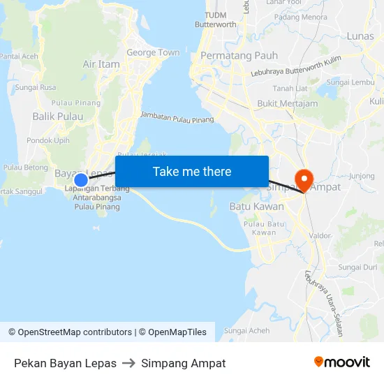 Pekan Bayan Lepas to Simpang Ampat map