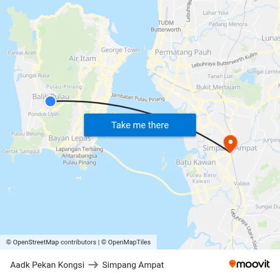 Aadk Pekan Kongsi to Simpang Ampat map