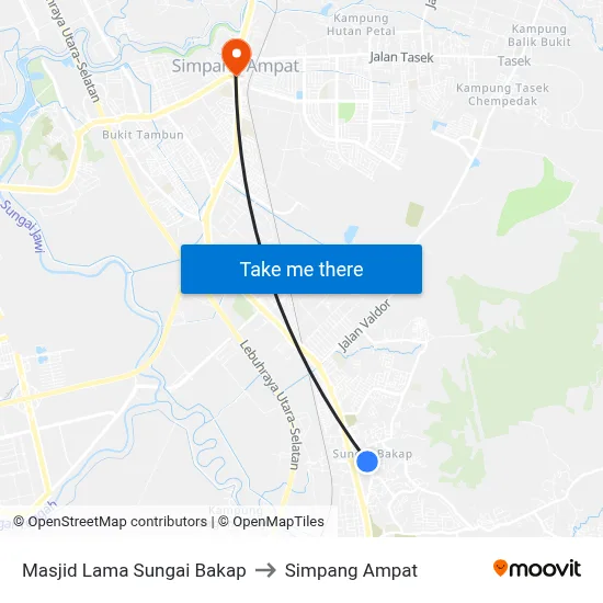 Masjid Lama Sungai Bakap to Simpang Ampat map