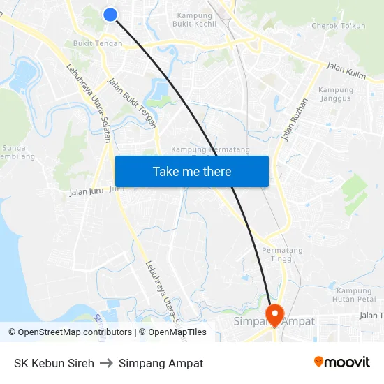 SK Kebun Sireh to Simpang Ampat map