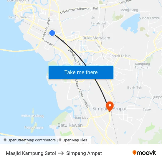 Masjid Kampung Setol to Simpang Ampat map