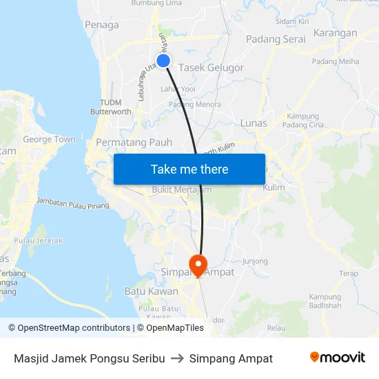 Masjid Jamek Pongsu Seribu to Simpang Ampat map