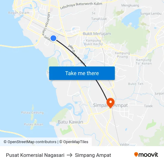 Pusat Komersial Nagasari to Simpang Ampat map