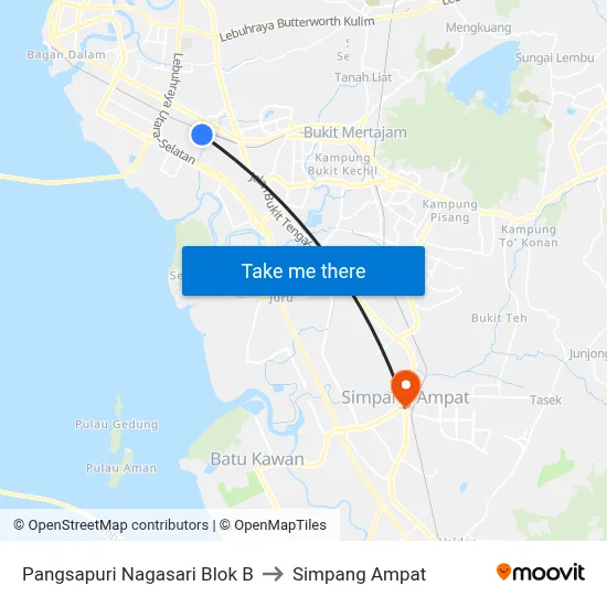 Pangsapuri Nagasari Blok B to Simpang Ampat map