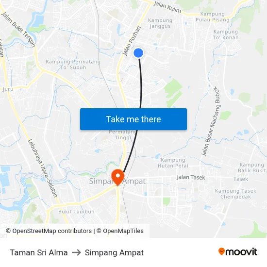 Taman Sri Alma to Simpang Ampat map