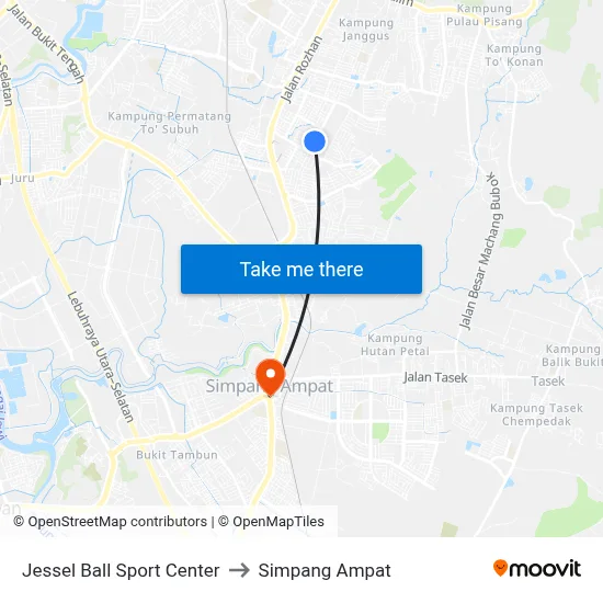 Jessel Ball Sport Center to Simpang Ampat map