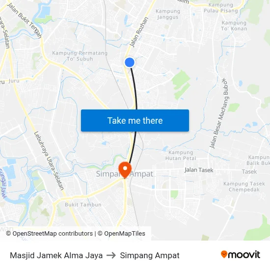 Masjid Jamek Alma Jaya to Simpang Ampat map