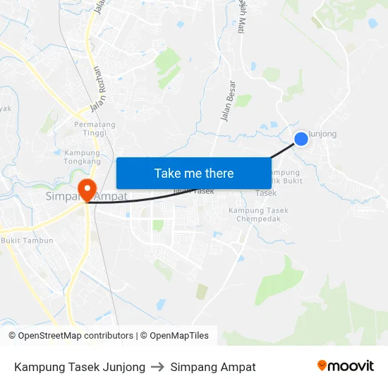 Kampung Tasek Junjong to Simpang Ampat map