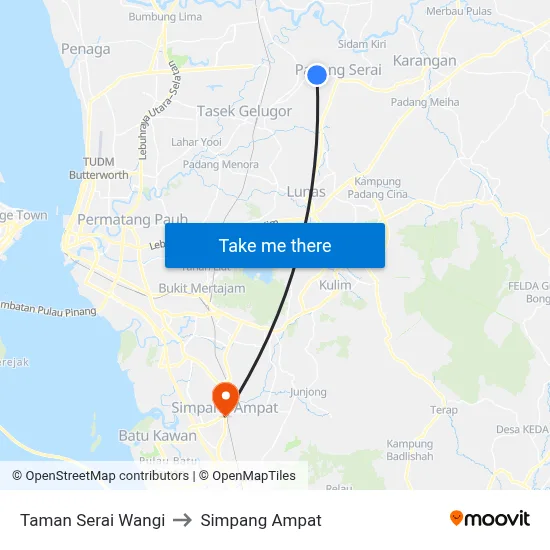 Taman Serai Wangi to Simpang Ampat map