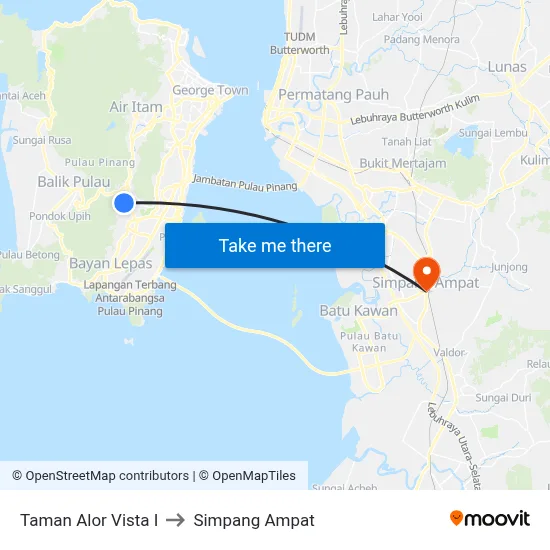 Taman Alor Vista I to Simpang Ampat map