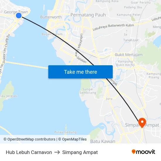 Hub Lebuh Carnavon to Simpang Ampat map